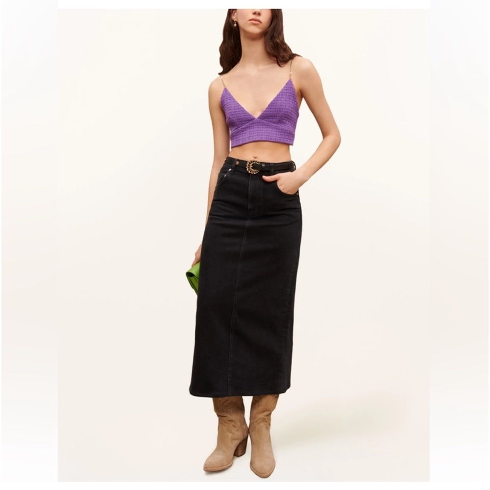 NWT Maje Lapraia Adjustable Chain Strap Purple Tweed Crop Top - Picture 3 of 12